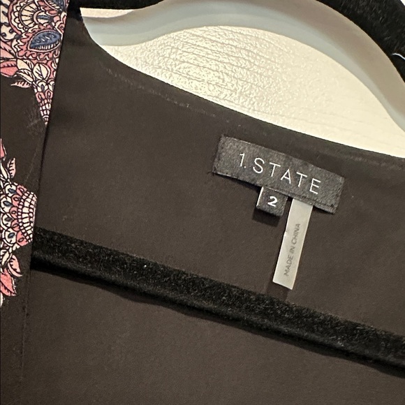 1.State Black and Pink Floral Mini Dress size 2 - Picture 3 of 7